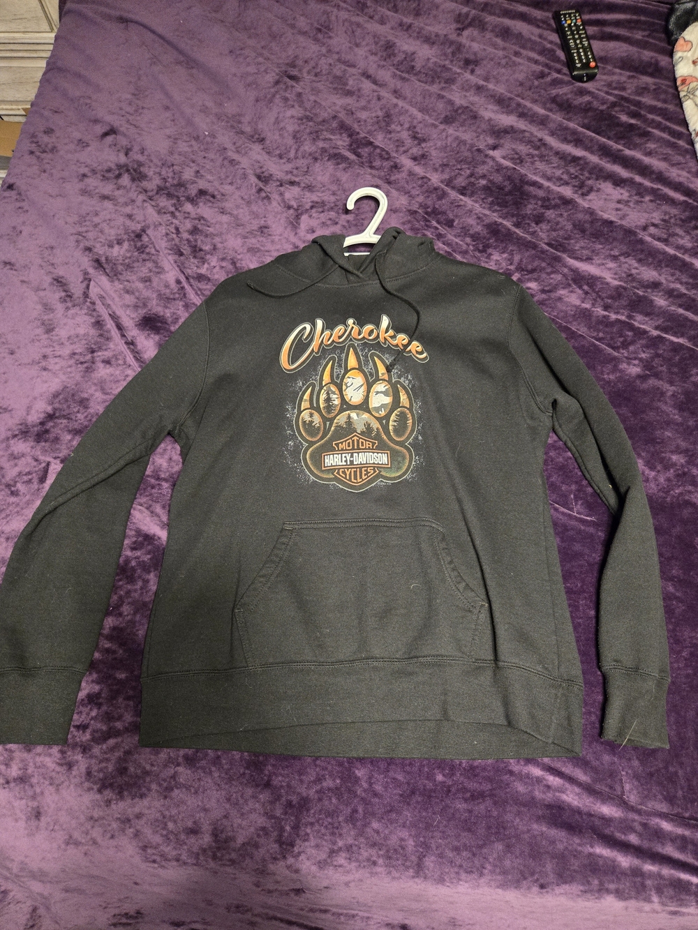Harley-Davidson Black Hoodie with Orange Accent Cherokee Graphic